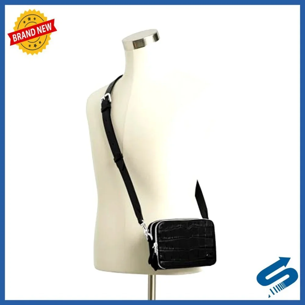 Men's Leather Crossbody Bag with Detachable Strap, Credit Card Slots